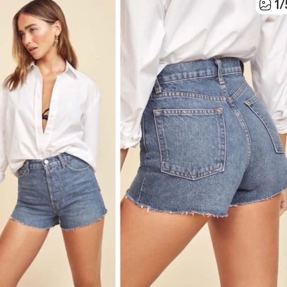 Reformation Dixie High rise Jean Shorts Iskar Wash NWT 28